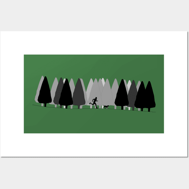 Trail Runner with Doggo - Silhouette Wall Art by Nuft